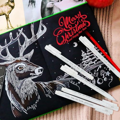 MARTCOLOR White Gel Pens, 3 Pack 1.0mm Extra Fine Point White Gel ink Pens