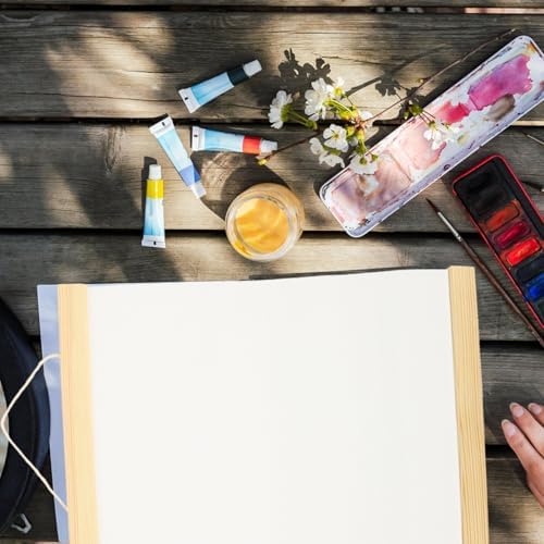 FAVOMOTO Ornament Frame White Blank Cotton Canvas Panels 3Pcs Wooden Framed Artist Canvas Board with Hanging Rope DIY Arts Accessory for Painting Acrylic Pouring Oil Paint Ornament Frames