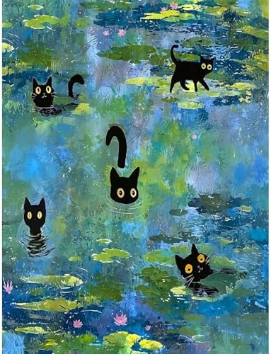 Black Cat Diamond Art Kits for Adults, Diamond Painting for Beginner 5DDIY
