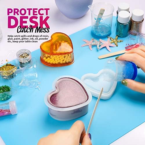 LEOBRO Silicone Mat, 3 PCS Silicone Mats for Crafts, Resin Molds, Play Dough Mat, Placemat, Clay Mats, for Epoxy Resin, Crafts, Yellow & Hot Pink & Blue, 15.7”x 11.7