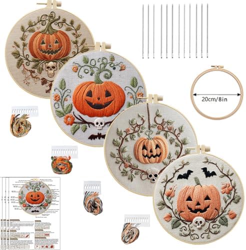 Embroidery Kit for Beginners & Adults with Pumpkin Pattern