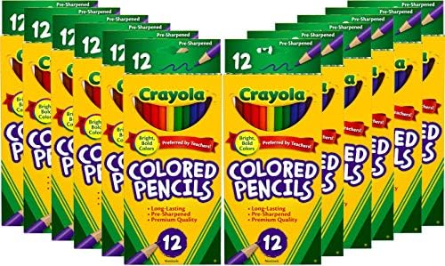 Crayola Colored Pencils Bulk, Kids School Supplies for Teachers, 12 Packs with 12 Colors [Amazon Exclusive]