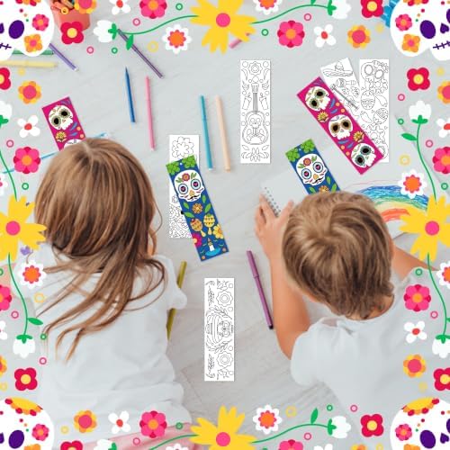 Day of the Dead Color Your Own Bookmarks, Coloring Blank Bookmarks for Kids