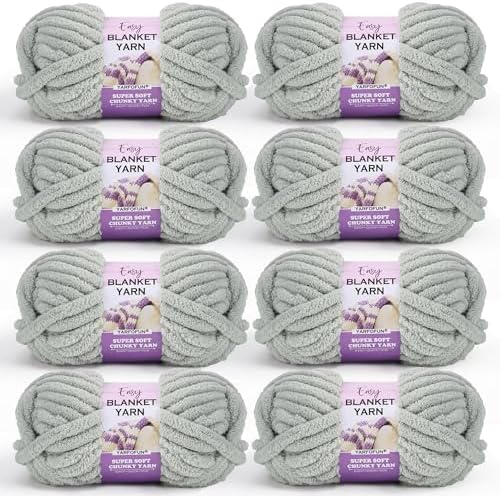 Super Soft Chunky Chenille Yarn for Crocheting,Sage Green Fluffy Velvet Plush Thick Soft Chunky Chenille Baby Blanket Yarn for Crocheting Knitting Beginners 8 * 100g(Sage Green)