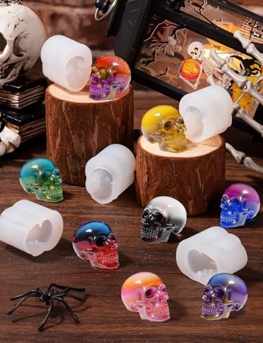 12 PCS Mini Skull Resin Molds, Little Skull Molds 12 Pcs Key Ring Accessory