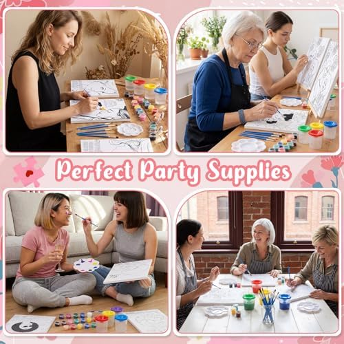 Sherr 140 Pcs 20 Set Pre Drawn Canvas Painting Kit, Mother's Day