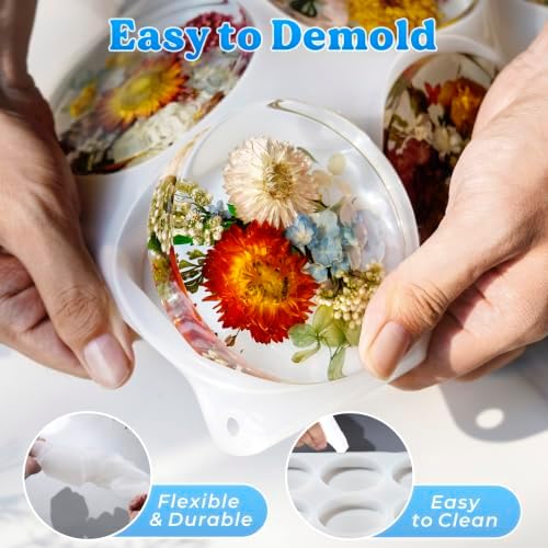 LET'S RESIN 12 Cavity Extra Deep Resin Coaster Molds, Large Silicone Molds | for Resin and Flower Preservation, 4 Inches Square/Round Epoxy Coaster Molds for Cups Mats, DIY Craft