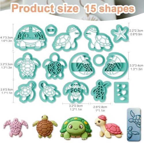 15Pcs Sea Turtle Polymer Clay Cutters Starfish Clay Earrings Cutters for Adults Polymer Jewelry Cutter for Earrings Making Party DIY Craft Supplies