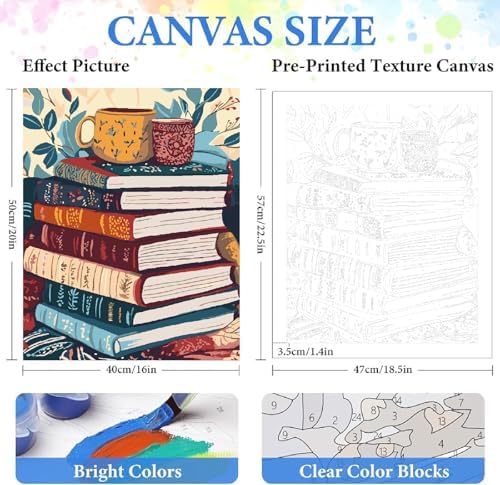 ZRIZQ Paint by Numbers Kit for Adults Beginner,Books,16x20