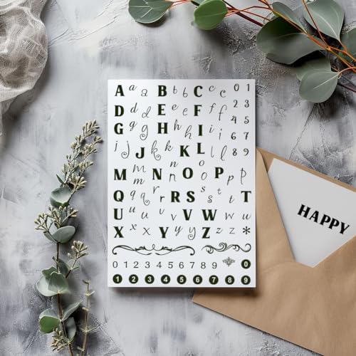 PH PandaHall 26 Alphabet Letter Clear Stamps, Number Silicone Stamp Capital Lowercase Letter Rubber Stamp Transparent Seal Stamps for Card Making Decor Photo Album Scrapbooking, 8.3x5.8inch/21x14.8cm