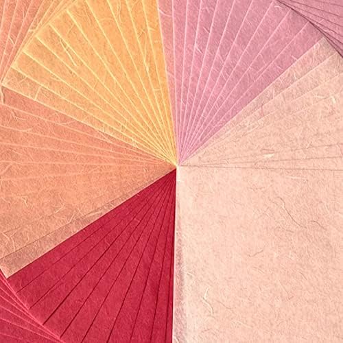 Natural Fiber Mulberry Paper Sheets 6 x 6 Inches, 50 PCS Handmade Craft Paper for Origami, Scrapbooking, Card Making, DIY Decoration, Mixed Media Art (Wedding Tone,)