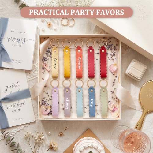 Scalloped PU Leather Keychain Blanks Laser Engraving