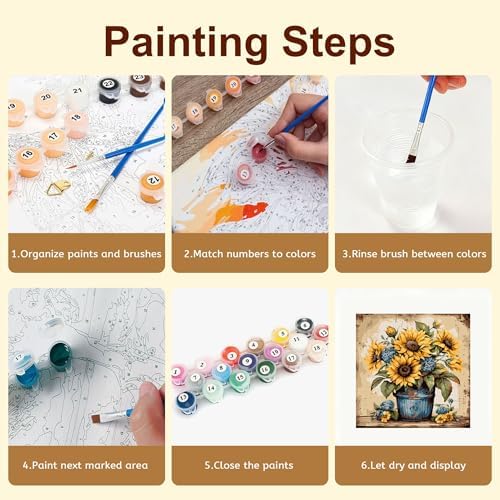 Gemozaic Sunflower Paint by Numbers Kit for Adults, 16 x 16 INCH, Unframed