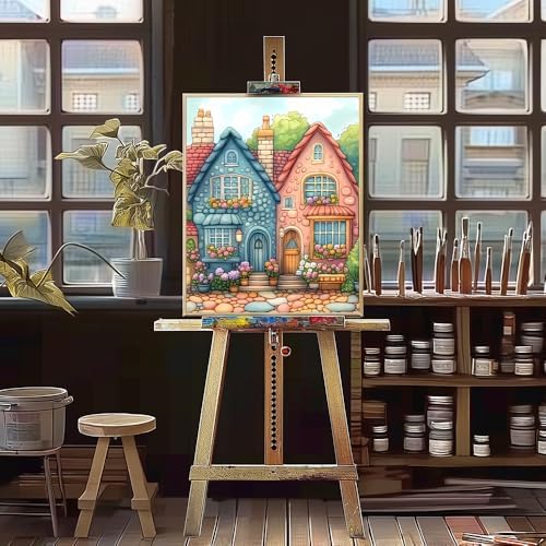 Natuyalo Paint by Numbers Kit for Adults Beginner, Lovely House Adult Paint by Number Kits on Canvas, DIY Acrylic Easy Painting by Numbers for Home Wall Decor 16x20 inch (Without Frame)