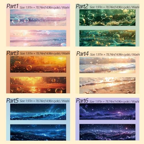 Washi Tape Stickers for Journaling Supplies,Ocean Themed Scrapbook Stickers