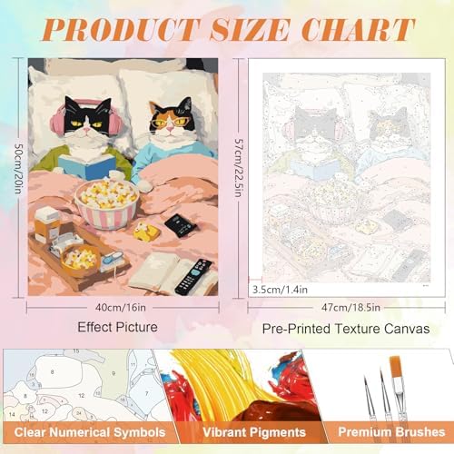 Kalonyth Black Cat Paint by Numbers Kit for Adults, 16x20 inch, No Framed