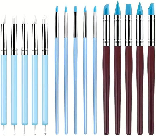 15 PCS Blue Clay Sculpting Tools Set, Professional Silicone Brushes & Dotting Tools Kit for Polymer Clay, Air Dry Clay, Pottery, Modeling & Crafting for Adult
