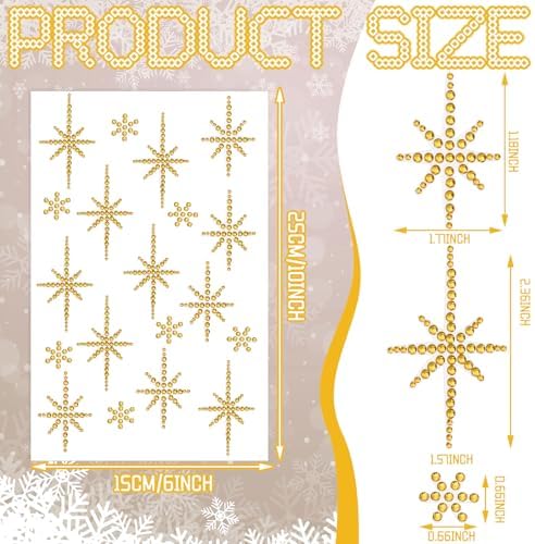 Epakh 84 Glitter Bling Rhinestone Sticker, Bethlehem Star, Gold