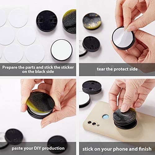 30 Pack Blank Phone Grip Holder, Expandable Phone Grip Stand,Black, White