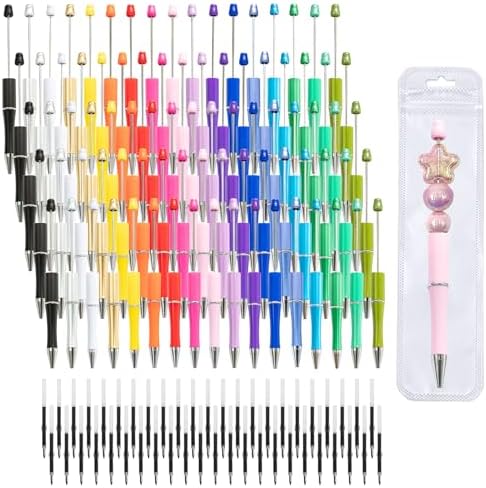420 Pieces DIY Beadable Pen Bulk Kit – 140 PCS Ballpoint Pen with Refills & Bags – Perfect for Beads Pens Supplies, Beaded Pens for DIY Crafting – Office Supplies & Teacher Accessories (Colorful)