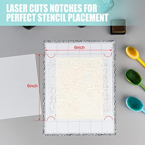 Sticky Non-Slip Flexible Gridded Stamp Mats Grid Sheets 2 PCS Low Stick Mat and 1 Blending Buddy Set,Laser Template with Stuckable Hole,Multi-Use Tack Adhesived Sheet Scrapbooking Craft Accessory