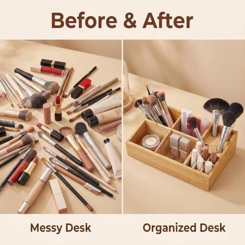 2 Pack Bamboo Art Supply Organizer