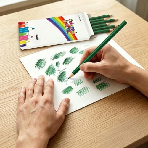 24 PCS Green Colored Pencils, Pre-sharpened Professional Wooden Art Pencils Set for Artists Painting | Premium Drawing Sketching Supplies