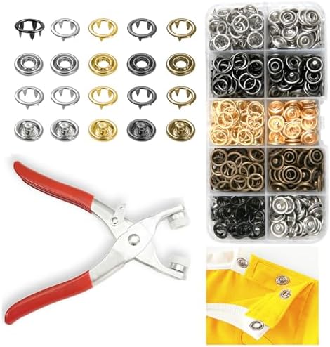 GTAAOY 9.5 mm Metal Snaps Buttons with Snap Pliers, 100 Set