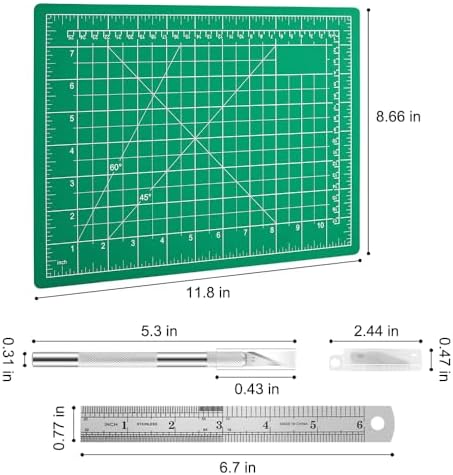 2PCS Craft Knife Hobby Knife with 60PCS Spare Exacto Knife Blades #11, Cutting Mat (A4), A Ruler, HEADLEY TOOLS Precision Exacto Knife Set Ideal for Crafting, Scrapbooking, Arts, DIY, Stencil, Carving
