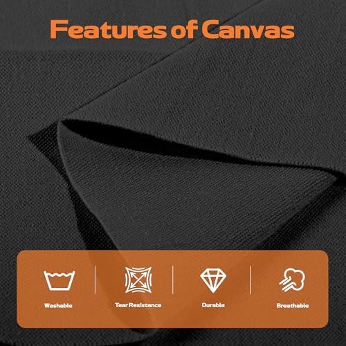 10oz Natural Cotton Blend Canvas Fabric, Duck Canvas Fabric, 60'' Wide for Arts & Crafts, Painting, Handmade Home Decor (Black, 1 Yard)
