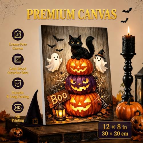 Halloween Paint by Numbers Kit for Kids 6-8-12 with Frame Easel 8x12 inch