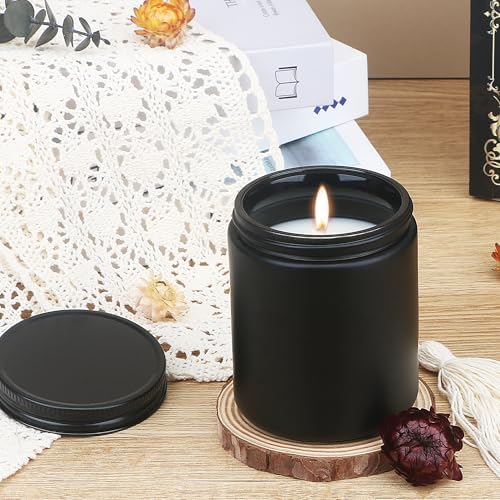 MILIVIXAY 20 Pack 8 OZ Thick Glass Matte Black Candle Jars with All Black Metal Lids-Bulk Empty Candle Jars for Making Candles-Canning Jar for Spice, Liquid, Sample- Dishwasher Safe.