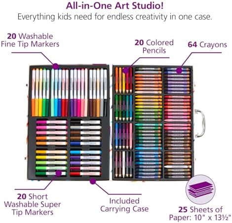 Colorations, Washable Creative Artist Case Kit, 150 Pieces