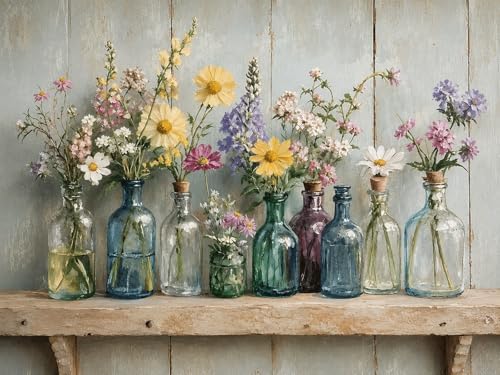 DOTSTART Wildflower Bottles Diamond Art Kits for Adults, Full Drill Gem Art