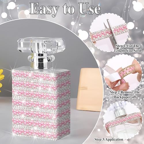 Pink Pearl Rhinestone Roll Self Adhesive 3 Yards Diamond Tape