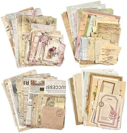 Alideco 400pcs Scrapbook Paper Vintage Flower Butterfly Border Scrapbooking Paper for Journaling Supplies, Decorative Craft Paper for Junk Journals (jiyiyoudiju)