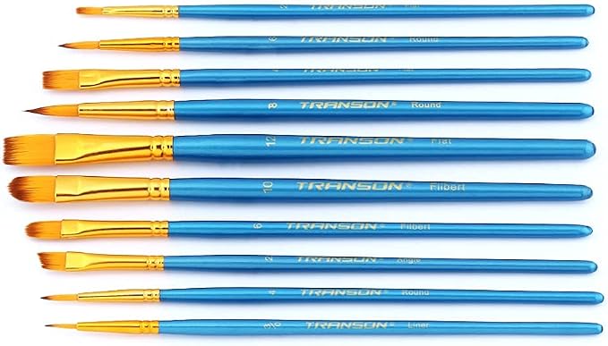 Transon 20pcs Bulk Artist Paint Brush Set for Acrylic Watercolor Gouache Hobby Craft Face Painting Blue