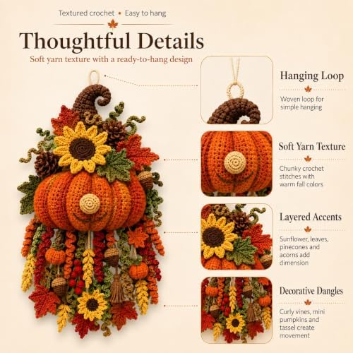 DIY Seasonal 3D Crochet Door Hanger Kit Collection, Easy Beginners