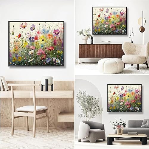 Wild Flower Paint by Numbers for Adults with Framed Canvas - Wooden Easel