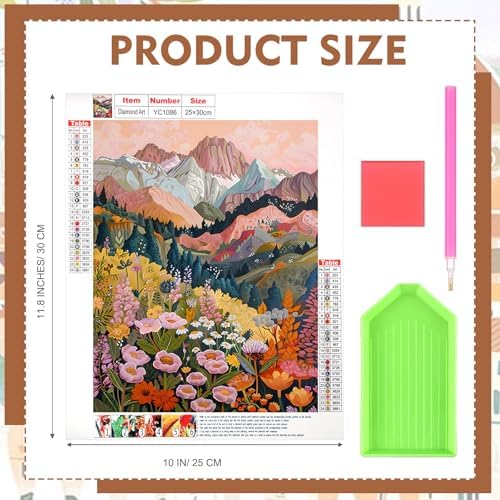 Yeaqee 4Pcs Diamond Art Kits for Adult Gem Painting Kit, Flower Mountain