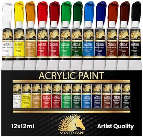 MyArtscape Heavy Body Acrylic Paint Set - 12 x 12ml Acrylic Paint