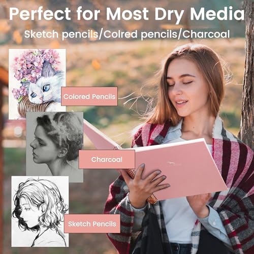 Hardcover Sketchbook for Drawing Spiral Sketch Book for Adult Kids 8.5 x 11 | 120 Sheets, 100gsm 68lb, Pink Large Spiral Bound Sketch Pad Premium Drawing Paper Book Artist's Sketchbook for Gift Ideas