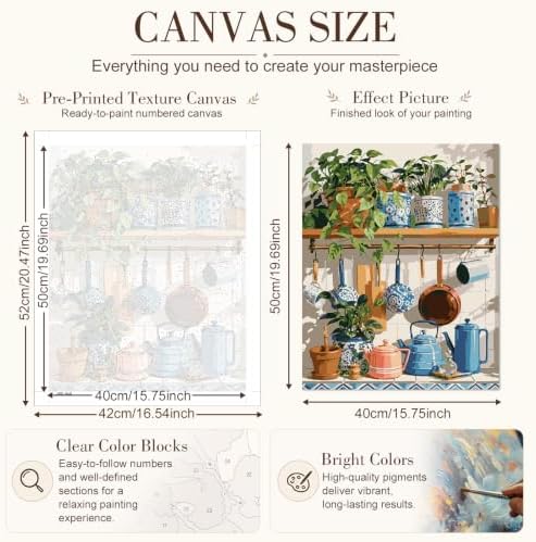 TELMOXA Plant Paint by Numbers Kit for Adults, 16x20 in