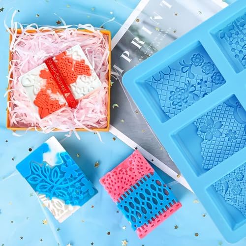 Silicone Soap Molds, 3D Detailed Flower & Rectangular Lace Pattern | Soap Molds for Soap Making, DIY Handmade Soap, Candle Wax Mold, Lotion Bar, Reusable, Wedding Favors