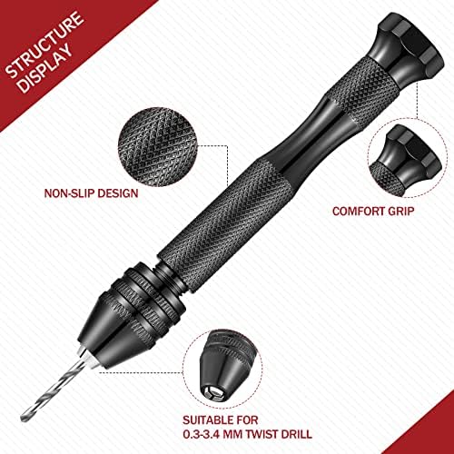 Zhehao 59 Pcs Hand Drill Bits Set Micro Drill Bit Set for Crafts, Black