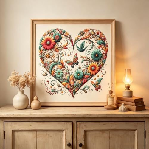 Flower Heart Diamond Painting Kits for Adults, Butterfly Diamond Art
