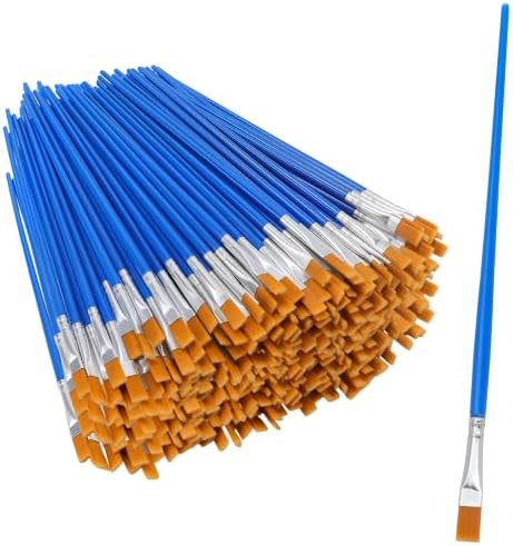 HOIGON 600 Pack 1/4 Inch Small Flat Paint Brushes, Bulk Nylon Hair Brush Set for Acrylic Painting, Watercolor, Arts and Crafts, Canvas Painting, Model Detailing