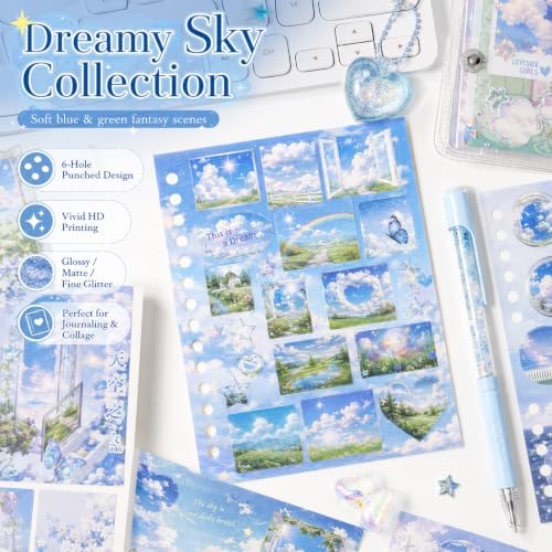 30 Sheets Dreamcore Japanese Sticker Book,Retro Sticker Book,Nature Sceneery Scrapbook Stickers for Journaling,DIY Crafts Decoration