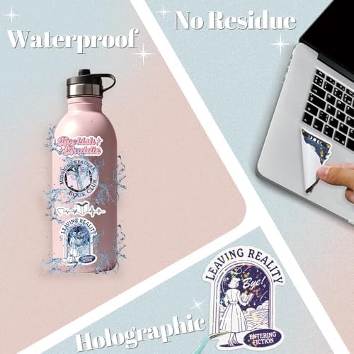 150 PCS Romance Book Stickers for Kindle, Holographic Bookish Sticker Pack Reading Glitter Vinyl Decals for Laptop Ebook Readers Water Bottles Journal Scrapbook Waterproof (Pack of 2)