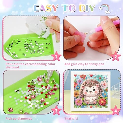 Hedgehog Diamond Art Painting Kits for Kids with Frame Ages 8-12 (7x7 in)